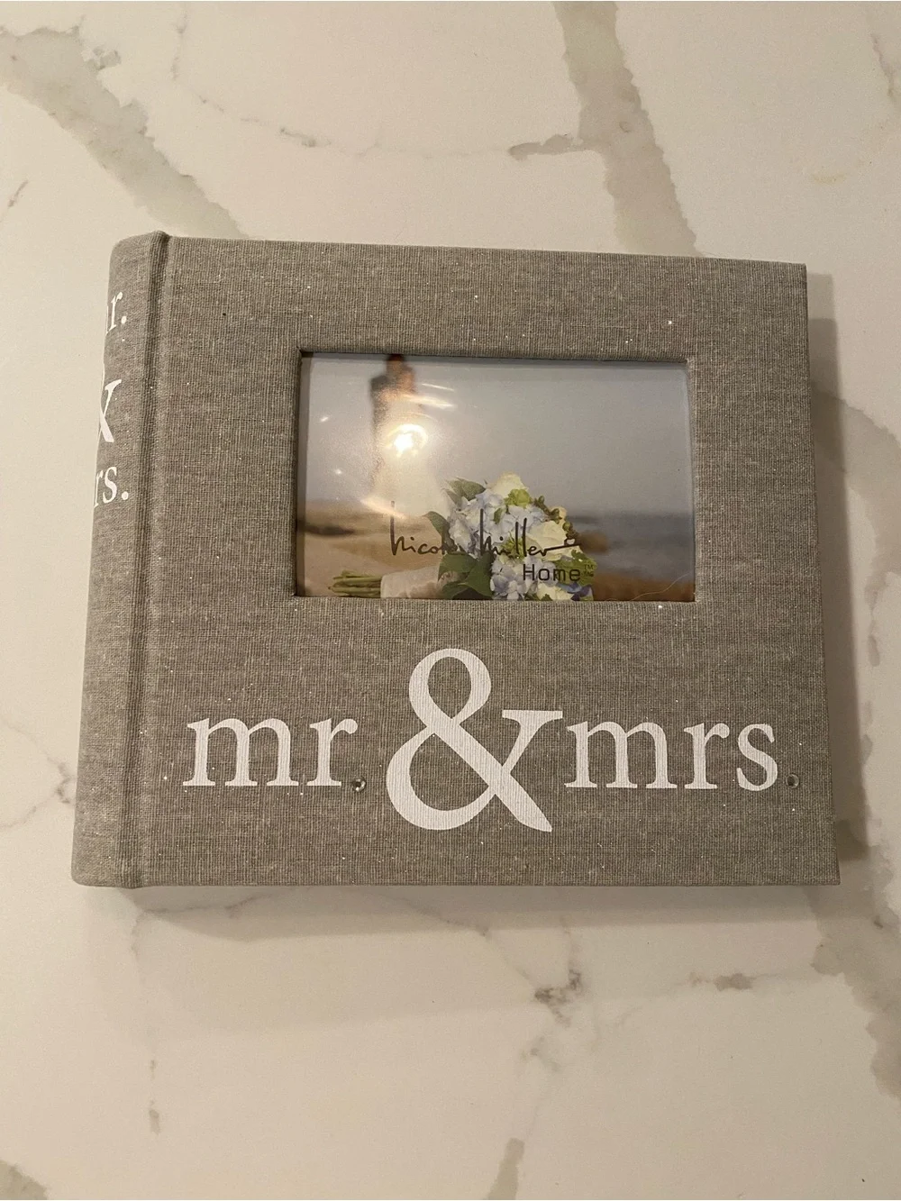 Nicole Miller Mr. & Mrs. Linen Cover Photo Album - Gray
